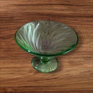 Vintage Federal Glass Green Depression  Glass Sherbet Dish Custard  Glows